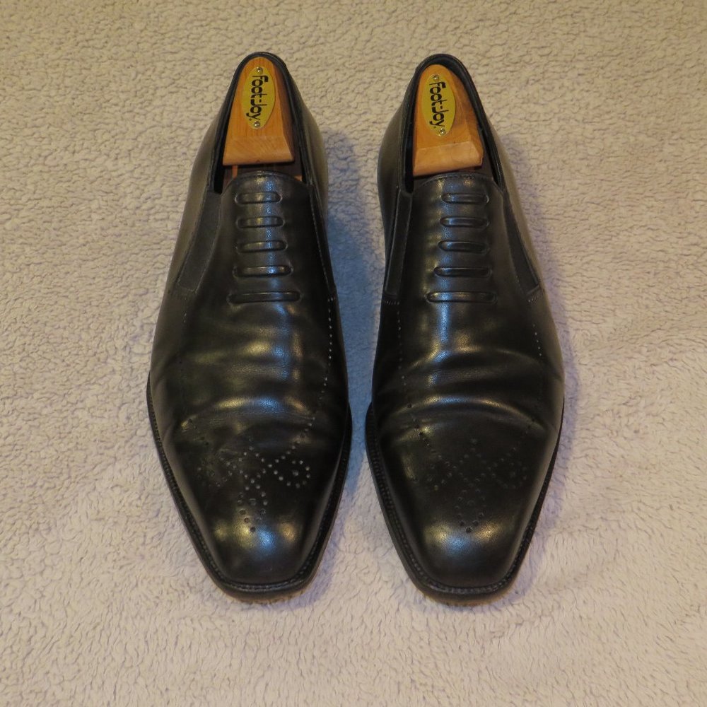 Berluti Bespoke Black Leather Medallion Half Chelsea Loafers 9